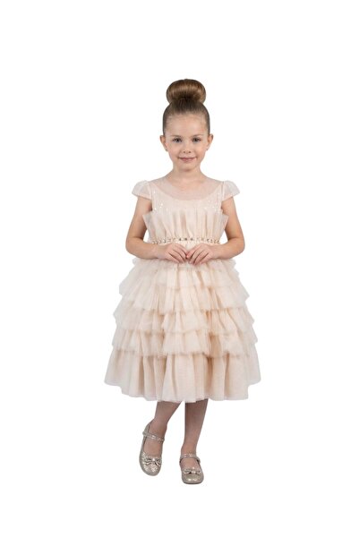 Bidani - Sleeveless Tiered Tulle Girls Party Dress - Cream, Ombre, Hot Pink -...