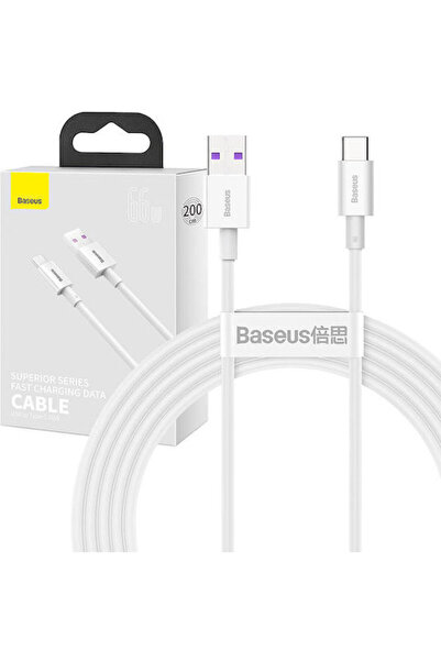 Baseus Καλώδιο USB 2.0 Σειράς Superior USB-C αρσενικό - USB-A 66W Λευκό 2μ (C...
