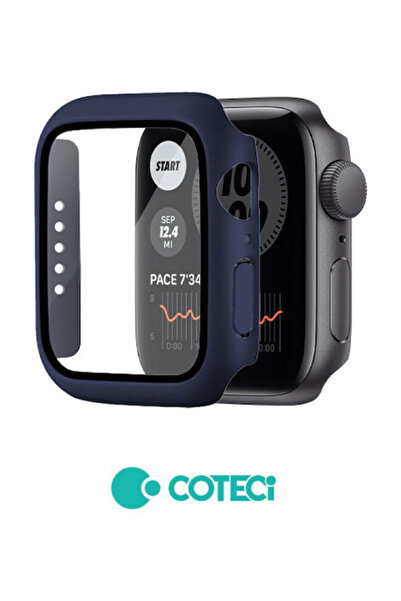 COTECi Ενιαίο Κέλυφος PC + Σκληρυμένο Γυαλί για Apple Watch 45mm Μπλε