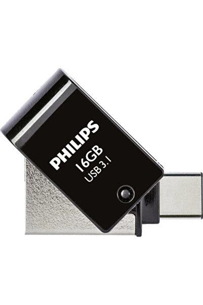 Philips 2 σε 1 16GB USB 3.1 Στικάκι με σύνδεση USB-C Μαύρο