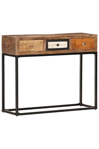 vidaxl Masă consolă, auriu, 90 x 30 x 75 cm, lemn masiv reciclat