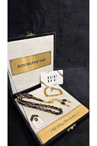 BİRCAN TASARIM GOLDEN ROSARY Premium Kutulu Kişiye Özel İsim,Harf İşlemeli Al...