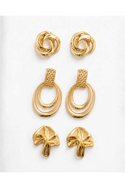 MRK 3 Pairs Earrings Set Dangle Spiral Asymmetric Earrings