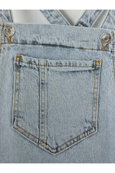 LC Waikiki Blue Girl's Jean Salopet and Headband