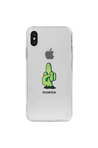 Other Apple iPhone Xs Max Green Cactus Transparent Silicone TPU Θήκη