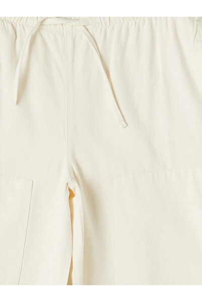LC Waikiki Ecru Wideleg Women's Jean Trousers with Elastic Waistband