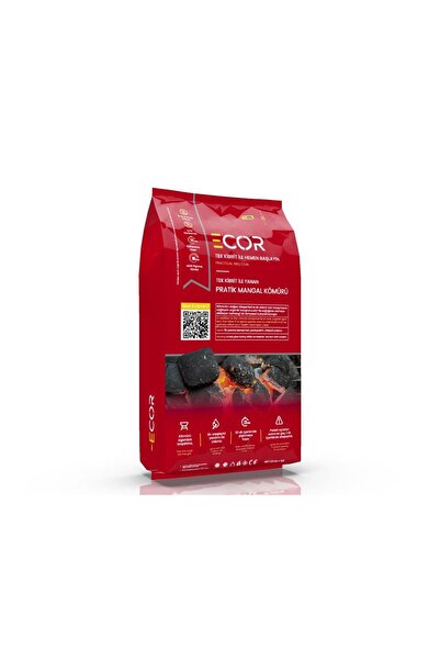 Ecor Tek Kibrit ile Yanan Pratik Mangal Kömürü 1,5 kg