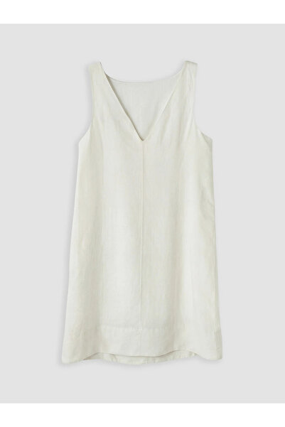 LC Waikiki White A-Line Linen Blend Mini Dress