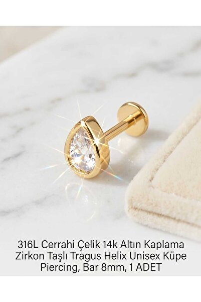 Lunexa 316L Cerrahi Çelik Altın Kaplama Kararmaz Alerji Yapmaz Zirkon Taş Fig...