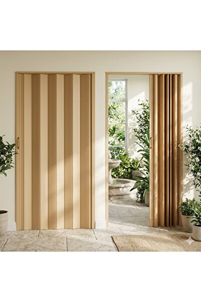 KÜSKÜ Katlanır PVC Akordiyon Kapı Meşe 100x200 cm Yer Tasarruflu