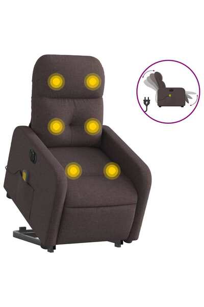 vidaxl Fotoliu electric masaj rabatabil cu ridicare maro închis textil
