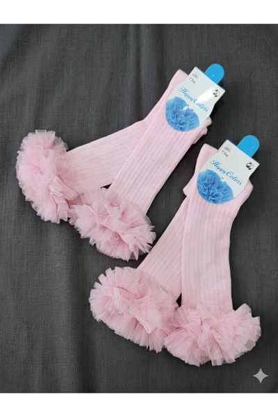 EXE HAPPY COLORS Knee-High Socks Tutu Kokos Tulle 6-7 Years Old Pink 2 Pairs