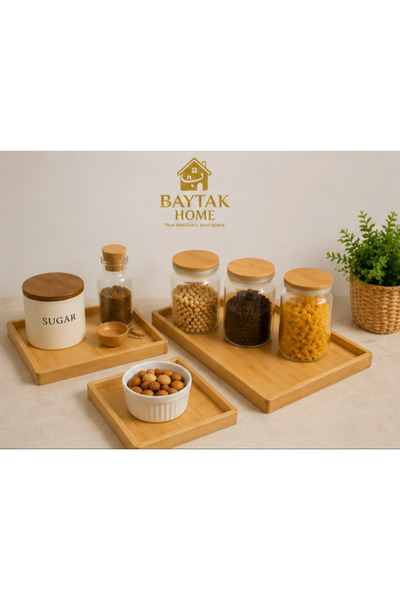 BAYTAK HOME Bamboo Tray Set Multi-Purpose Decorative Organizer and Stylish Pr...