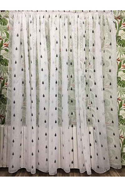 Liz Line Perdea brodata mecanic, culoare alb/negru, 350x245cm, din colectia E...