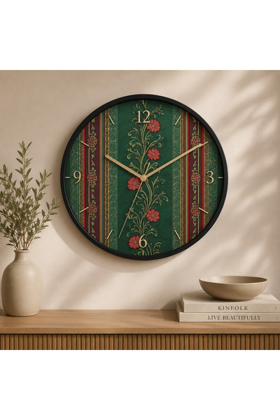 Defkay Ceas de perete din lemn, lucrat manual, colorat, cu design modern și m...