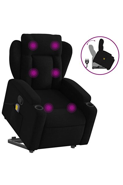 vidaxl Fotoliu rabatabil de masaj, cu ridicare, negru, material textil
