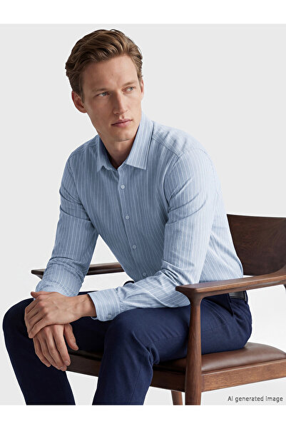 LC Waikiki Nevavm Slim Fit Striped Men's Shirt with Difference