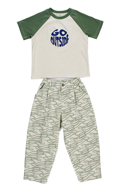Patique Kids Printed T-Shirt Patterned Trousers Summer Boys' Two-Piece Set