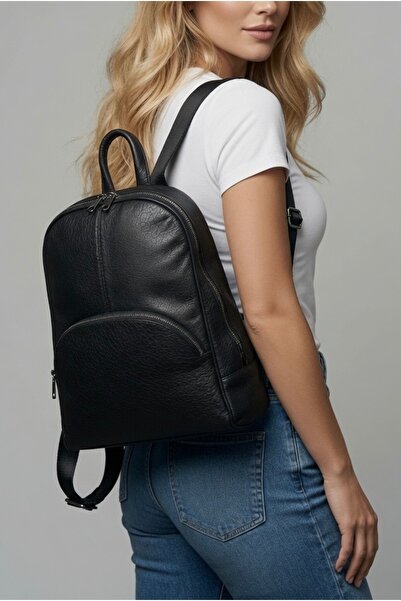 Mocikon Genuine Leather, Wide Base, Medium Size, Side Gussets, Tablet, Backpa...