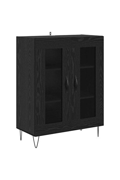 vidaxl Bufet Stejar Negru 69,5 x 34 x 90 cm Lemn compozit
