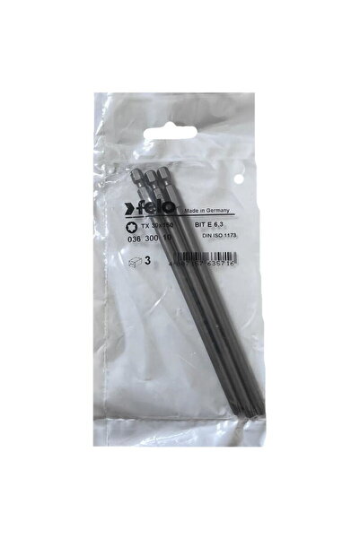 FELO Set de 3 biți cu profil industrial, tip Torx, E6.3, TX30, 150mm