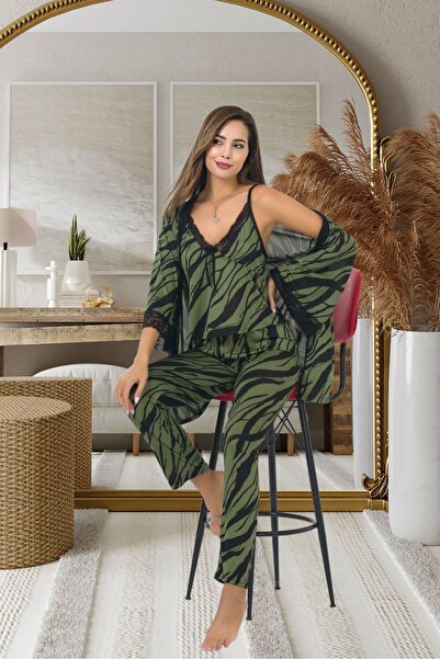 IZABEL Lingerie Green S/M-L/Xl Size Black Striped Pattern Women's Strappy Lon...