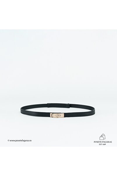 Posete Fagaras Saffiano Leather Belt - Black, Length between 56 and 100 cm, W...