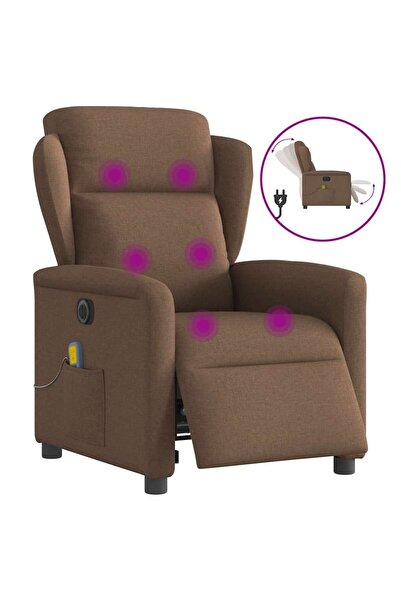 vidaxl Fotoliu electric de masaj rabatabil, maro, textil