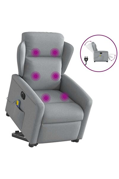 vidaxl Fotoliu electric masaj rabatabil cu ridicare, gri închis textil