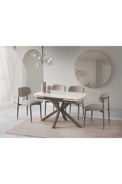 Erz Design Anka Polo Lak Panel Mutfak Masa Sandalye Takımı 80x120