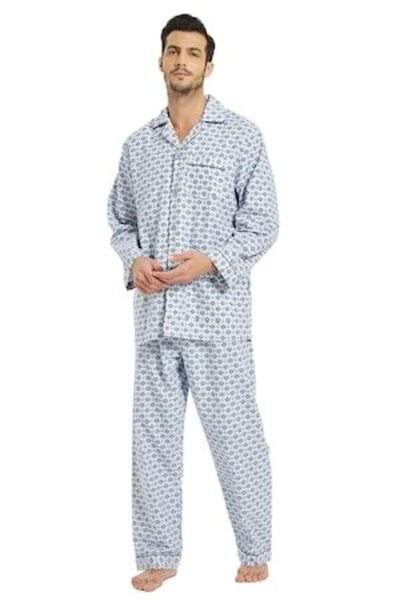 Global Men's Classic Pajamas, Canvas, Set, Grey Plaid, Size 2XL,54