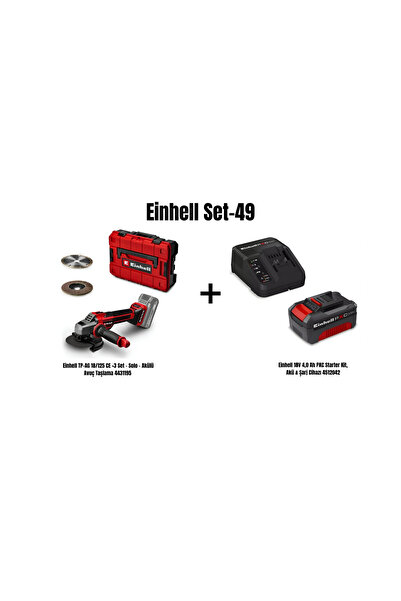 Einhell Set-49(Einhell TP-AG 18/125 CE +3 Set Akülü Avuç Taşlama+18V 4,0 Ah A...