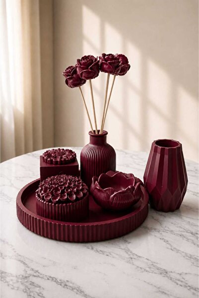 Gizem Design Products Gizem Design Modern Taş Tozu Dekoratif Tepsi Ve Buket V...