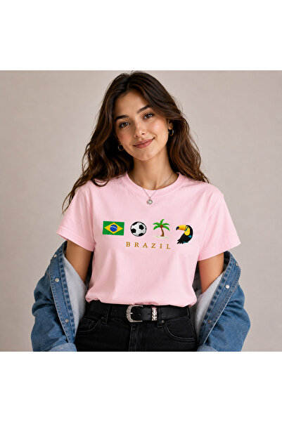 VODEXA Unisex Oversize T-Shirt Brasil 1 Printed 100% Cotton T-Shirt Comfortab...