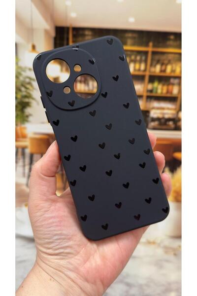Vip Case Tecno Spark Go1 Uyumlu Mini Siyah Kalp Desenli Silikon Darbe Emici K...