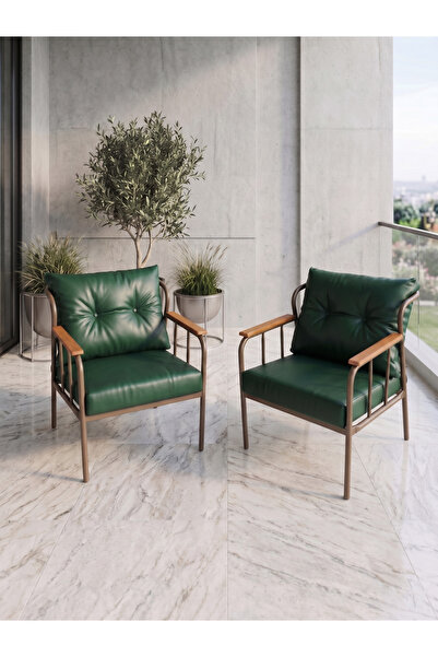 Azra Aksesuar Paris Model 2 Adet Yeşil Balkon Berjeri Takımı Cappucino Metal ...