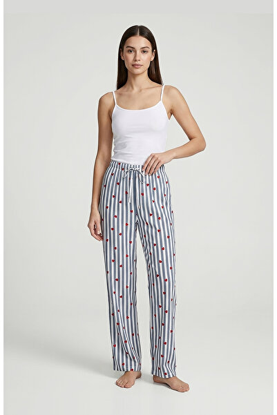 ZICCHO Elastic Waist Patterned Cotton Women's Pajama Bottoms