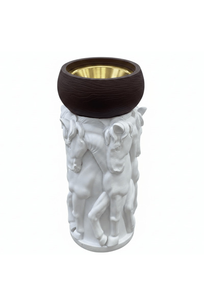AKDC White & Brown Horse Sculpture Incense Burner | Luxury Arabic Bakhoor Hol...