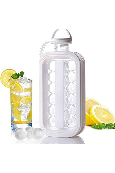 Generic قالب ثلج كروي 2 في 1 مع زجاجة ماء، قالب ثلج كروي قابل لإعادة الاستخدا...