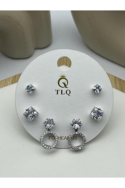 BİJU YILMAZ 26Vipkp109 -Silver Halo cm Steel Earring Set