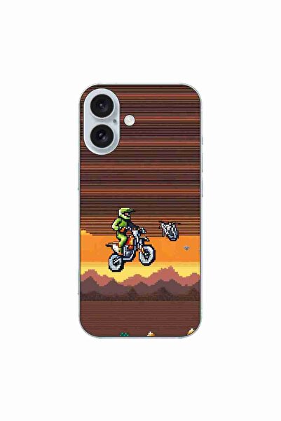 OEM Husa compatibila cu Apple iPhone 16 Silicon Gel Tpu Model Pixel Art Motor...