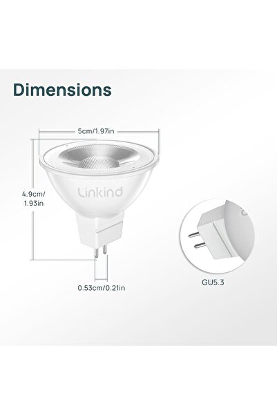 Linkind Becuri LED GU5.3 MR16 12V, 5W (echivalent 50W), Alb cald 2700K, 520LM, 36 °   Angle, Pachet de 10