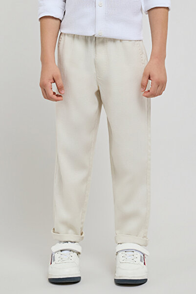 R&B Solid Straight Fit Pants with Drawstring Waist