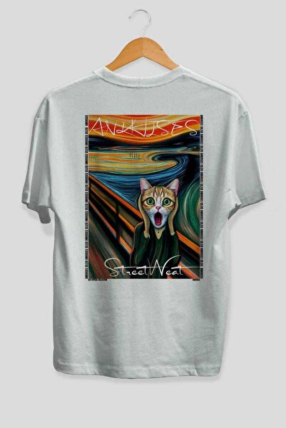 Ankhises 25 Cats for Cat Lovers Printed White Oversize T-Shirt 100% Cotton Un...