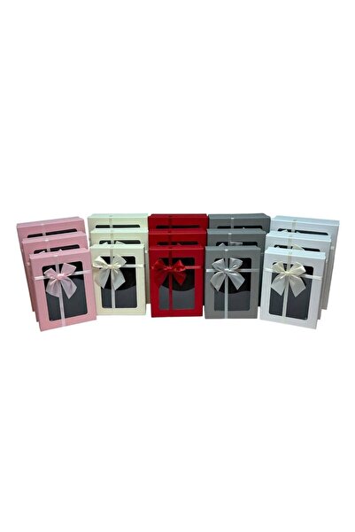 OEM Rectangular Cardboard Gift Boxes with Window 3/ Top Bottom Set GREY