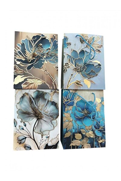 OEM Metallic Turquoise Flower Gift Bags 12/ Top Bottom Set 26x32Hx10
