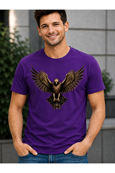 VODEXA Tricou oversize pentru bărbați, cu imprimeu Atmaca, 100% bumbac, croia...