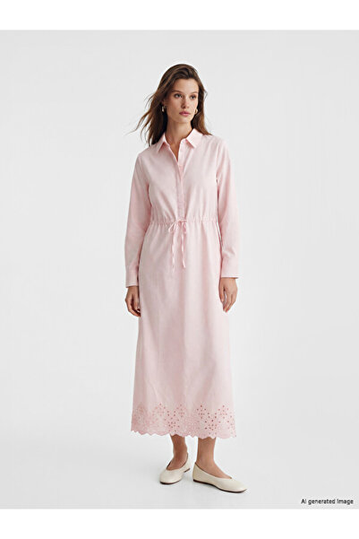 LC Waikiki Rmz Gi̇yi̇m Farkiyla Shirt Roba Collar Waist Tie Dress
