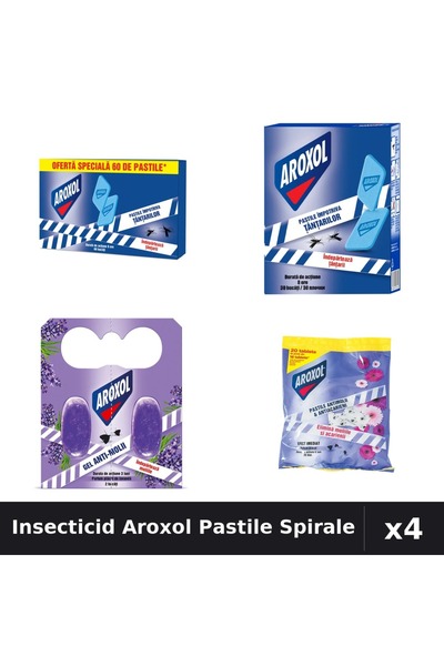 Aroxol Set 4 Insecticid Pastile Spirale - 2, 20, 30, 60 bucati - Anti Insecte...