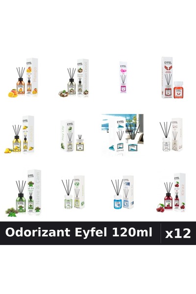 Eyfel Set 12 Odorizante Camera Betisoare 120ml - 12 Arome Asortate, Parfum In...